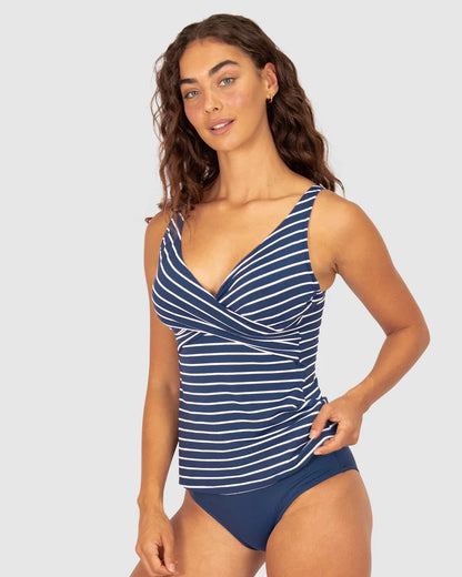 All Aboard D-E Wrap Singlet Top In Indigo - Baku