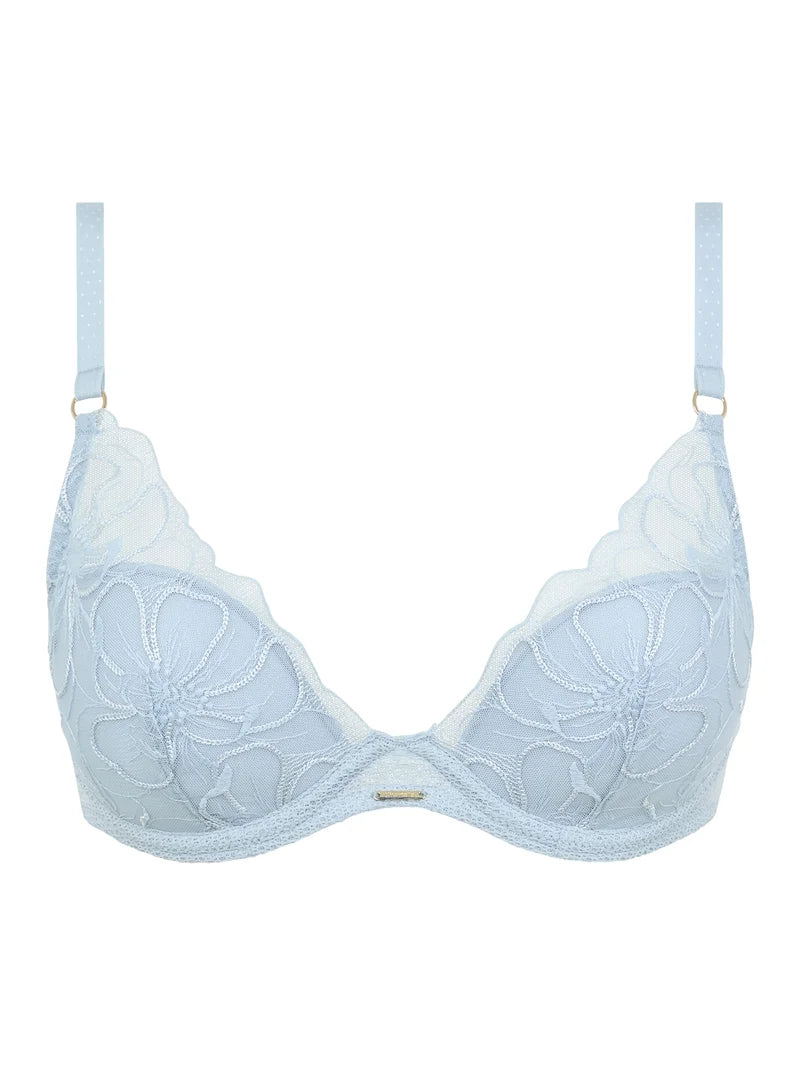 Fleurs Lace Plunge Bra In Icy Flower - Chantelle