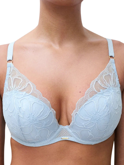 Fleurs Lace Plunge Bra In Icy Flower - Chantelle