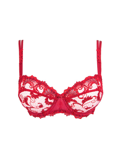 Dressing Floral D+ Demi Cup Bra In Red - Lise Charmel