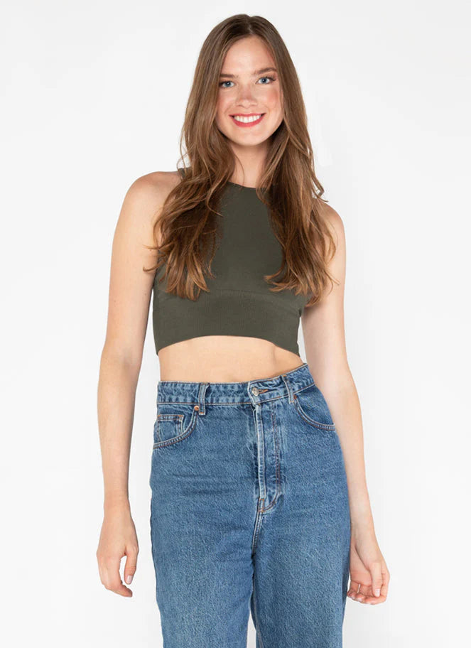 Bamboo High Neck Crop Top - C'est Moi