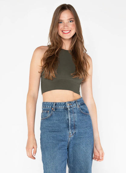 Bamboo High Neck Crop Top - C'est Moi