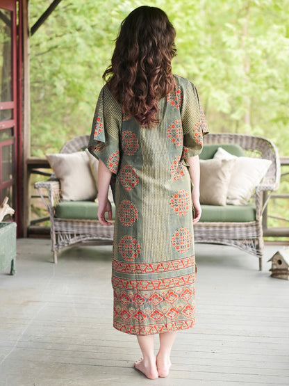 Eternal Flower Caftan In Indigo - April Cornell