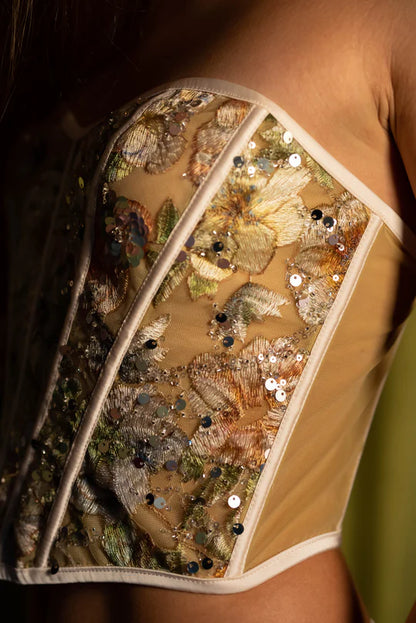 The Embroidery Sweetheart Bustier in Multi Sparkle