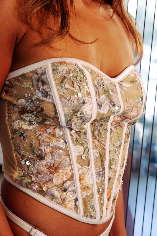 The Embroidery Sweatheart Bustier in Multi Sparkle