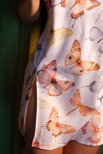 The Satin Mini Slip in Pastel Wings - Kilo Brava