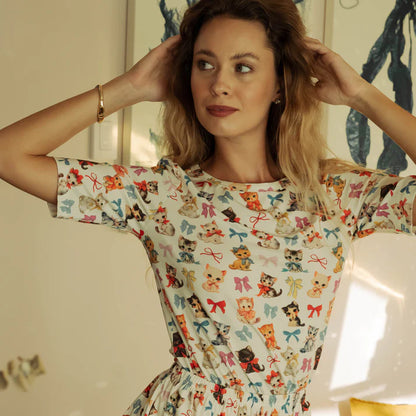 The Modal Relaxed Tee in Kitten & Bows - Kilo Brava