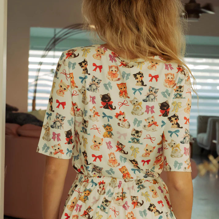 The Modal Relaxed Tee in Kitten & Bows - Kilo Brava