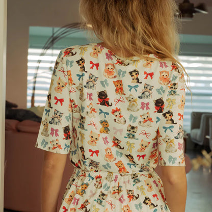 The Modal Relaxed Tee in Kitten & Bows - Kilo Brava
