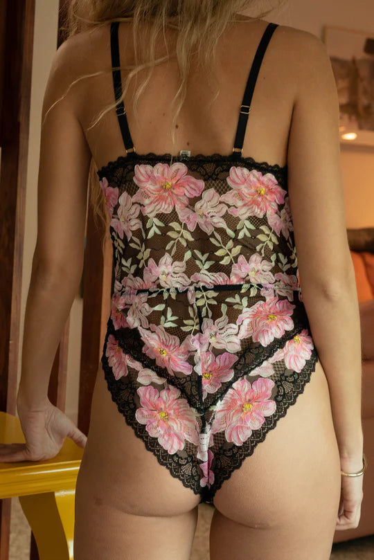 The Lace Teddy In Printed Primrose - Kilo Brava