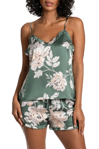 Fiji Print Cami Top In Simple Floret & Green - Midnight Bakery