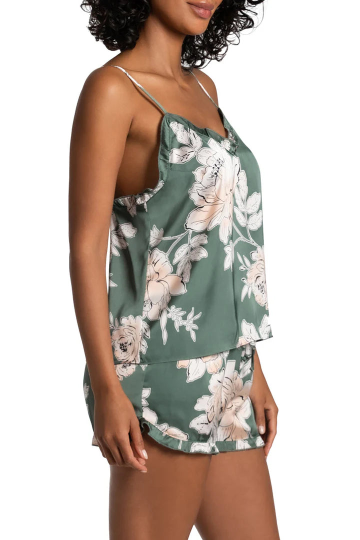 Fiji Print Cami Top In Simple Floret & Green - Midnight Bakery