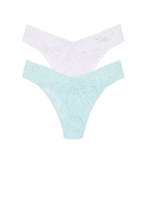 I Do & Mrs Original Rise Signature Lace Box Set in White and Celeste - Hanky Panky