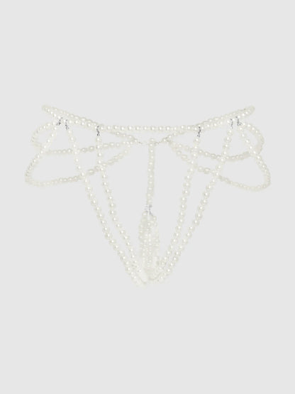 Pearl Draped Panty in White - House of Desire