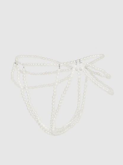 Pearl Draped Panty in White - House of Desire