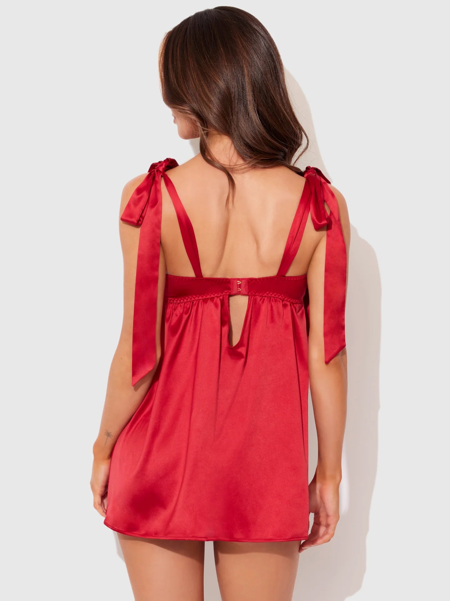 Brigeta Satin Open Cup Babydoll In Crimson Red - House of Desire