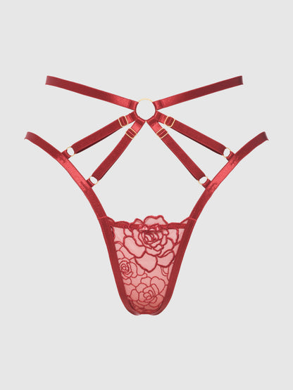 Tanga taille haute à bretelles et dos nu Rosalie en noir - House of Desire