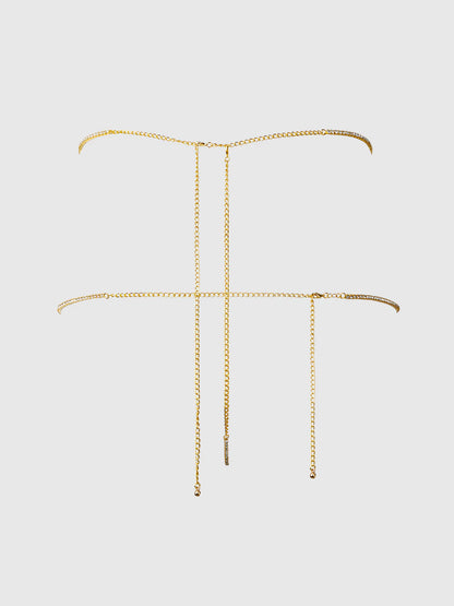 Rhinestone Swirl Knot Panty in Gold- House of Desire