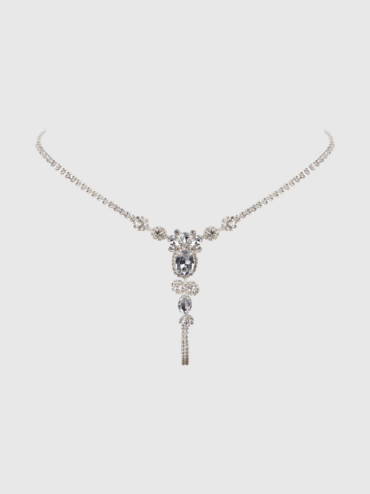 Ornate Rhinestone G-String in Silver - House of Desire