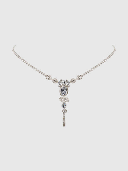 Ornate Rhinestone G-String in Silver - House of Desire