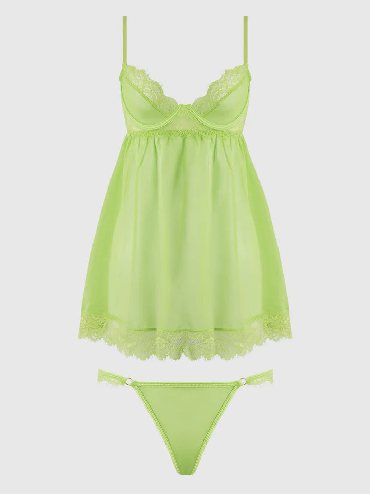 Shavon Babydoll In Lime Green - House of Desire