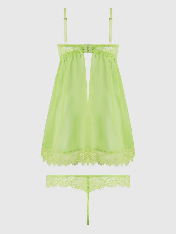 Shavon Mesh Thong In Lime Green - House of Desire