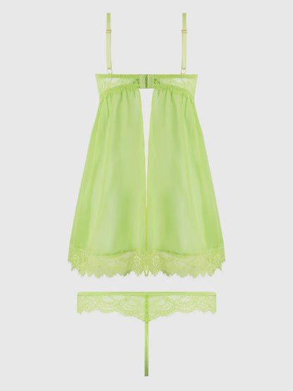 Shavon Mesh Thong In Lime Green - House of Desire