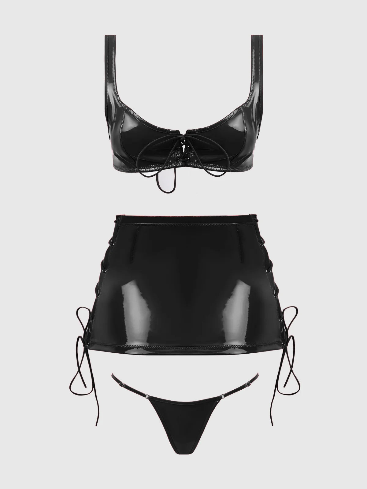 Trinity Patent Lingerie Set - House of Desire