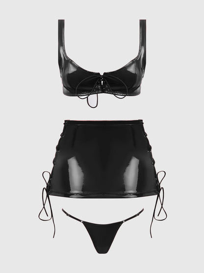 Trinity Patent Lingerie Set - House of Desire