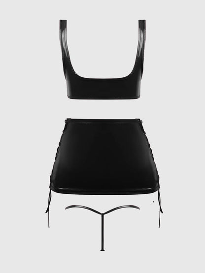 Trinity Patent Lingerie Set - House of Desire