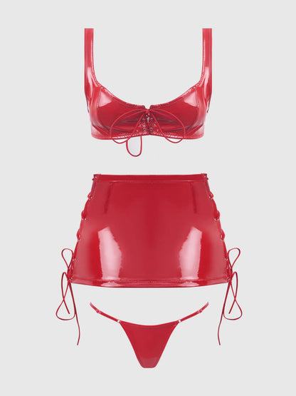 Trinity Patent Lingerie Set - House of Desire