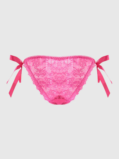 Victoria Lace Drop Off Tie Side Bikini In Pink Dragon - House of Desire