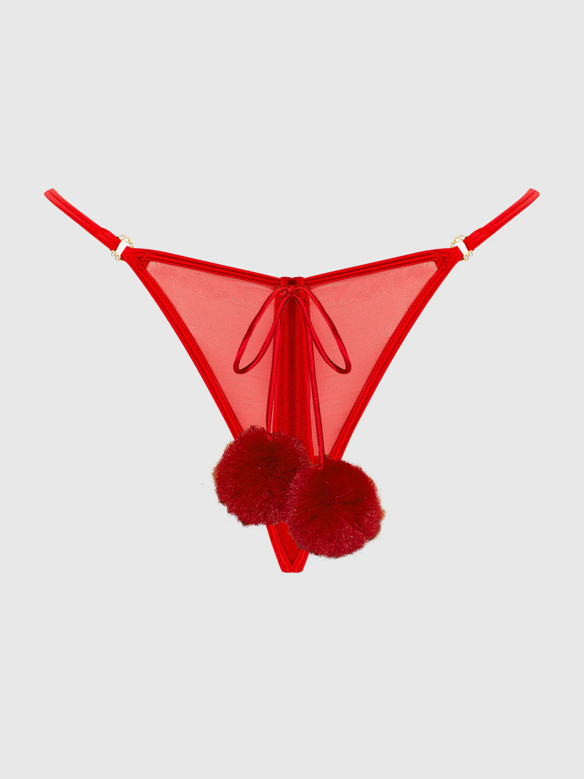 Marilyn Pom Pom G-String In Red - House of Desire