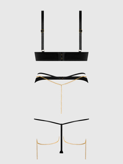 Evangeline Satin Chain Bra Set - House of Desire