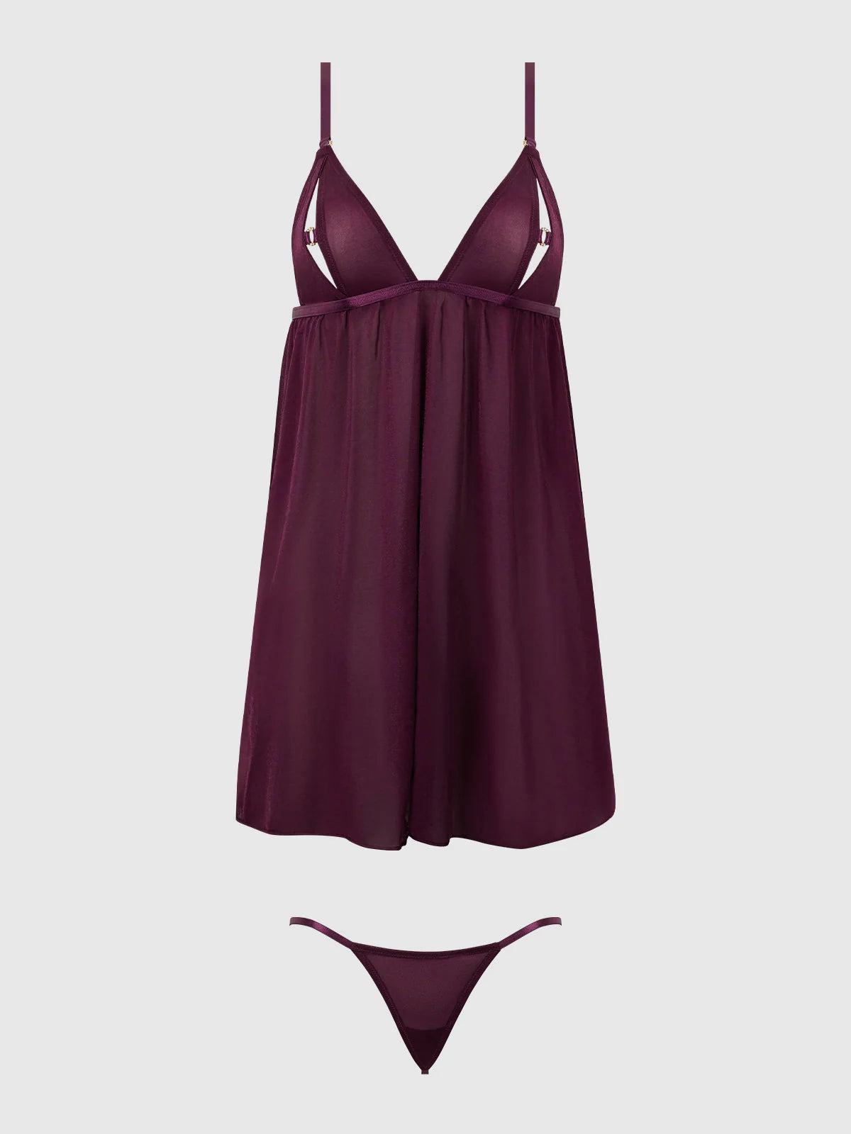 Yasmine Shine Mesh Open Cup Babydoll - House of Desire