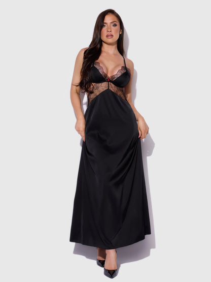 Ilena Embroidered Tulle & Pearl Triangle Top Long Gown  - House of Desire