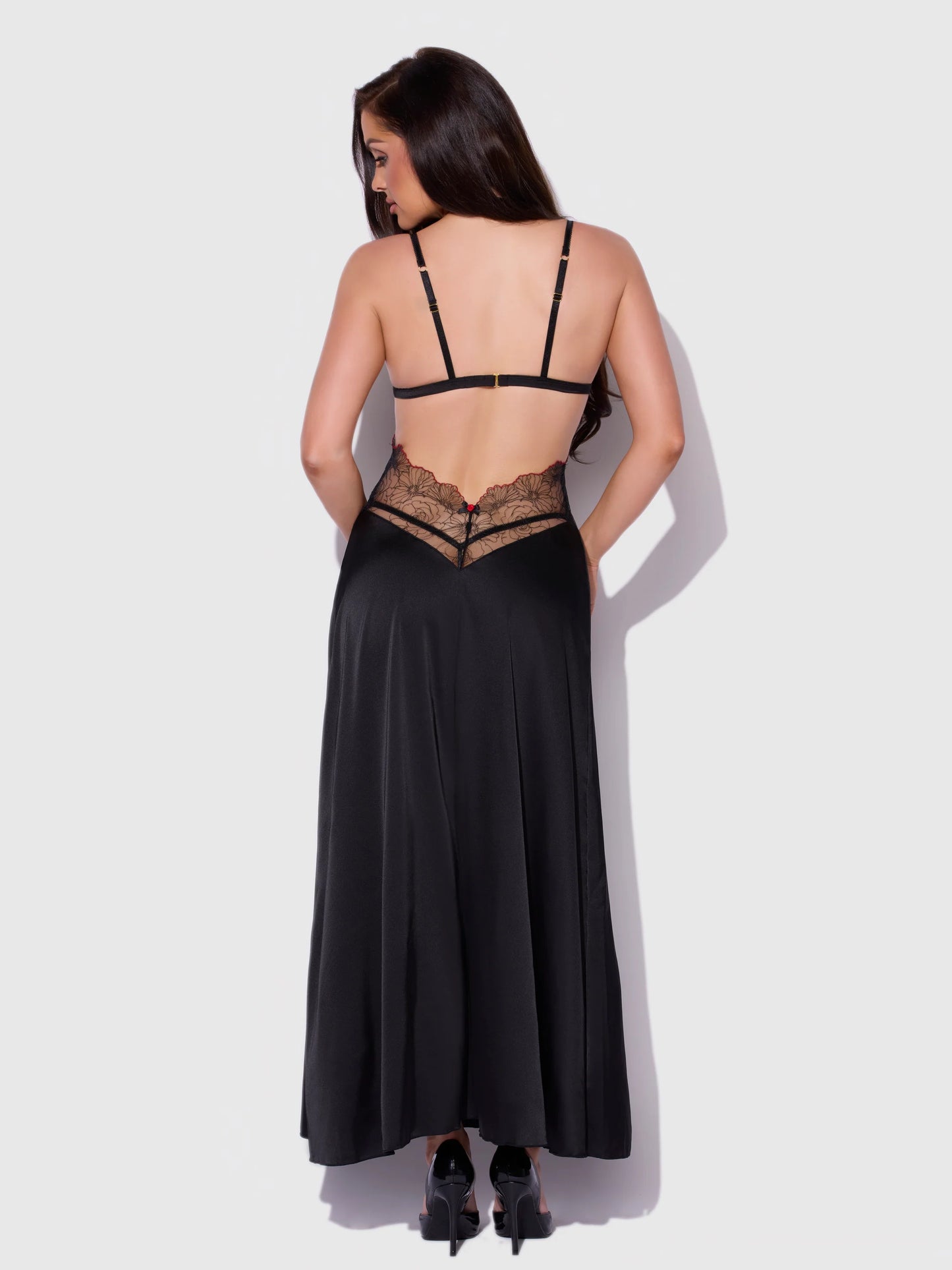 Ilena Embroidered Tulle & Pearl Triangle Top Long Gown  - House of Desire