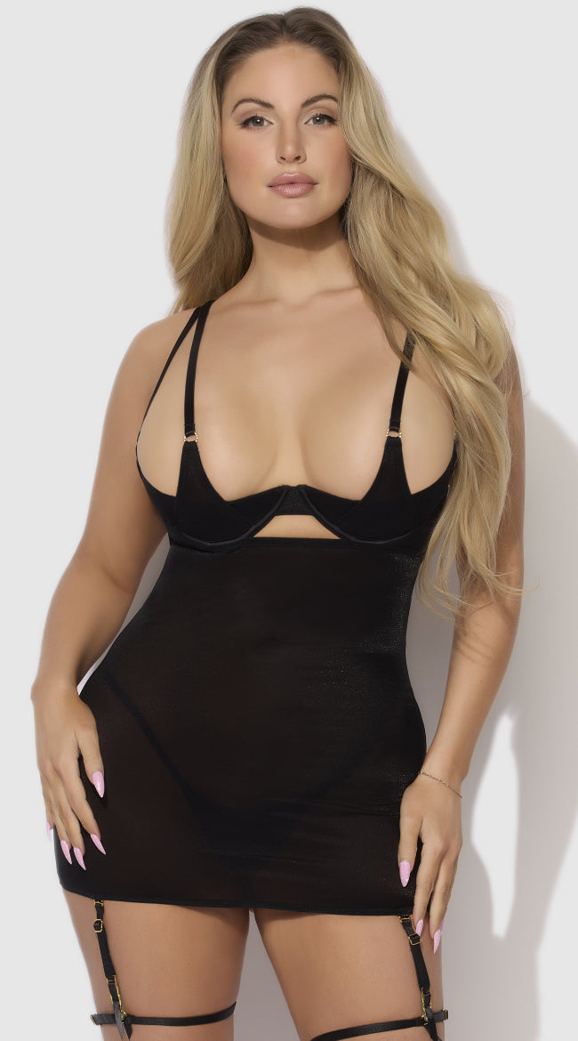 Yasmine Shine Mesh Chemise Set - House of Desire