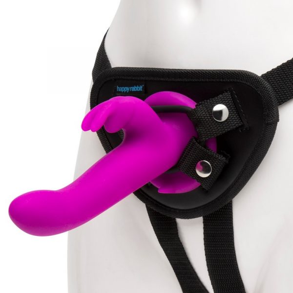 Vibrating Strap On Harness Set In Purple - Happy Rabbit