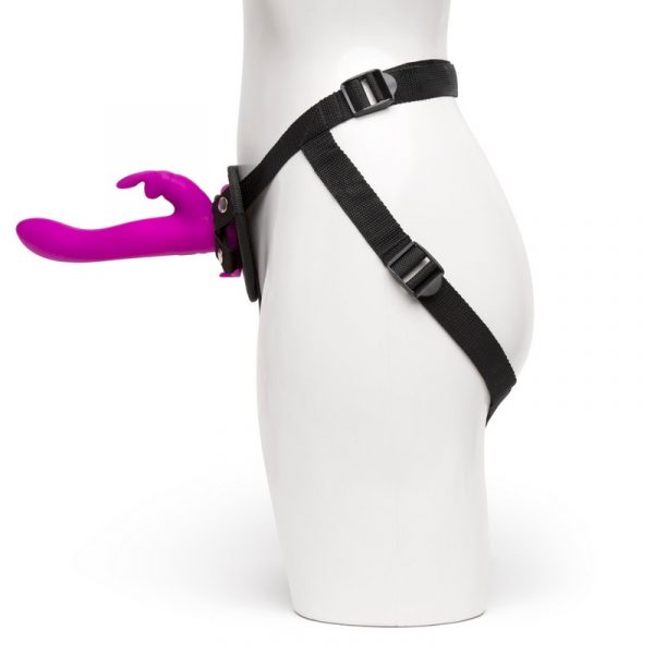 Vibrating Strap On Harness Set In Purple - Happy Rabbit