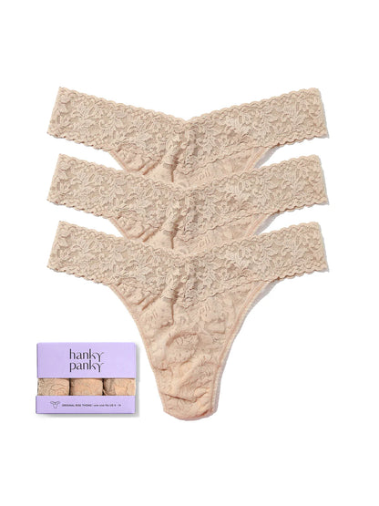 3 Original Rise Thongs Box Set In Basic Colors - Hanky Panky