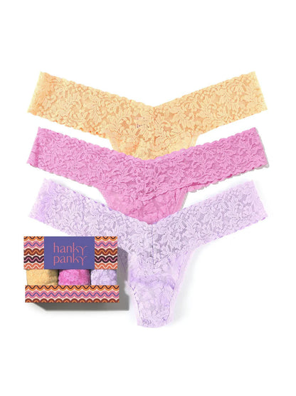 3 Original Rise Thongs In Apricot Crush Orange, Drifting Horizon Pink & Cool Lavender - Hanky Panky