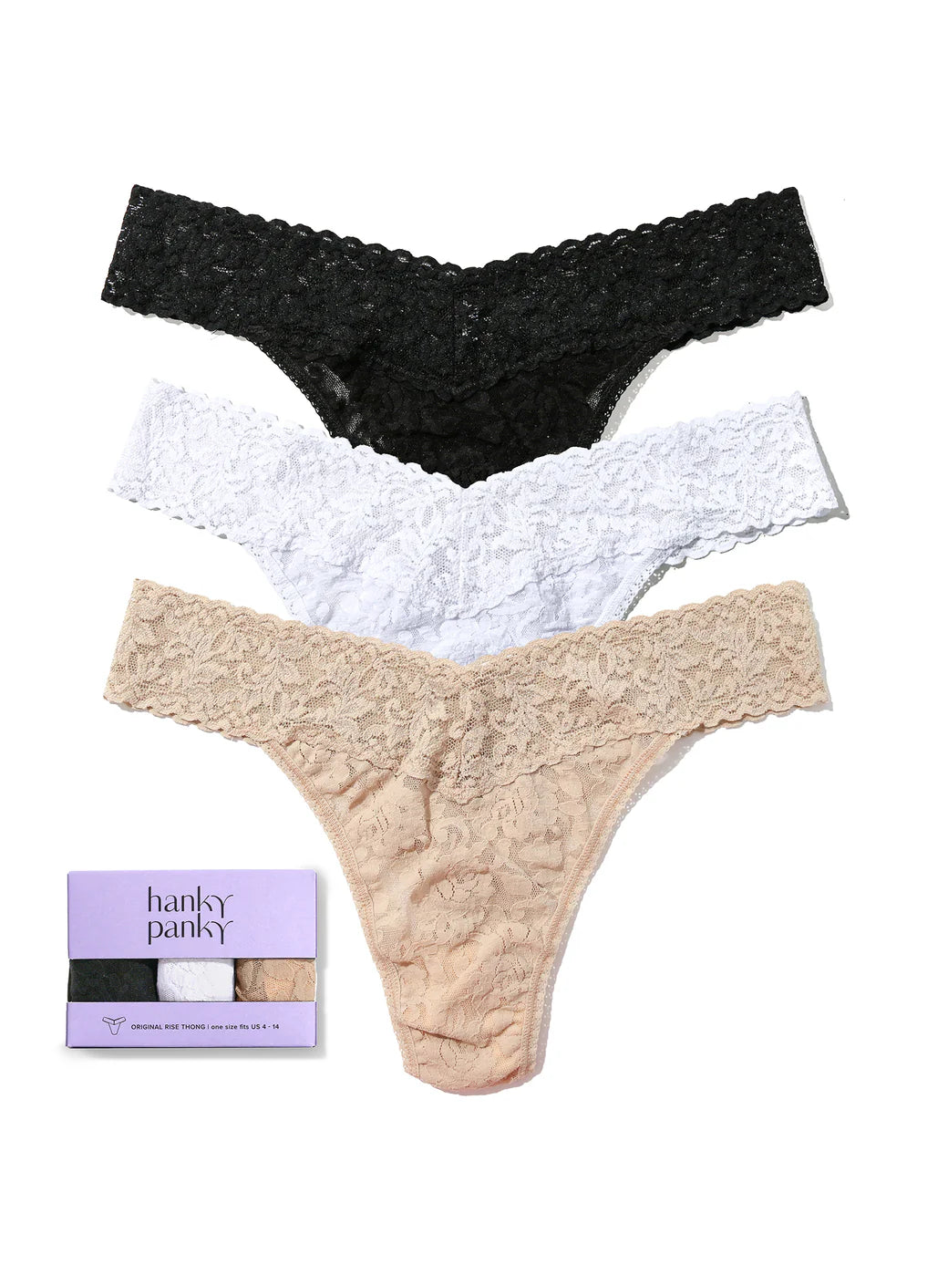 3 Original Rise Thongs Box Set In Basic Colors - Hanky Panky