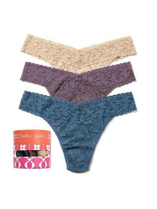 3 Original Rise Signature Thong In Sand, Dusk, Storm Cloud - Hanky Panky