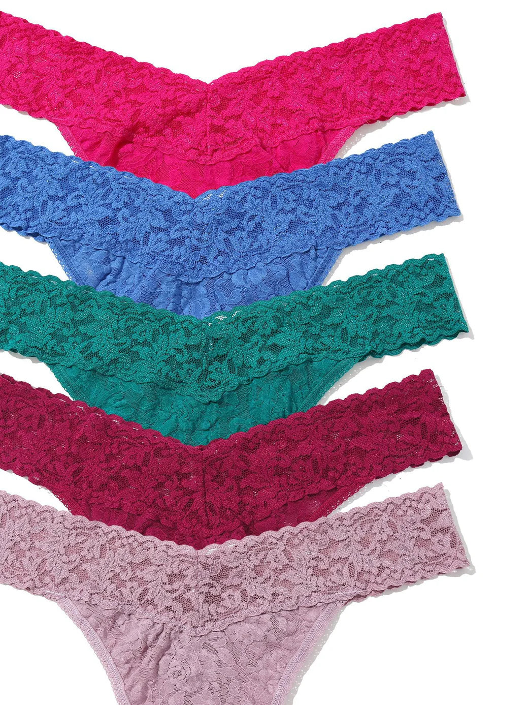 5 Original Rise Thongs In Pink, Blue, Teal, Amethyst & Water Lily - Hanky Panky