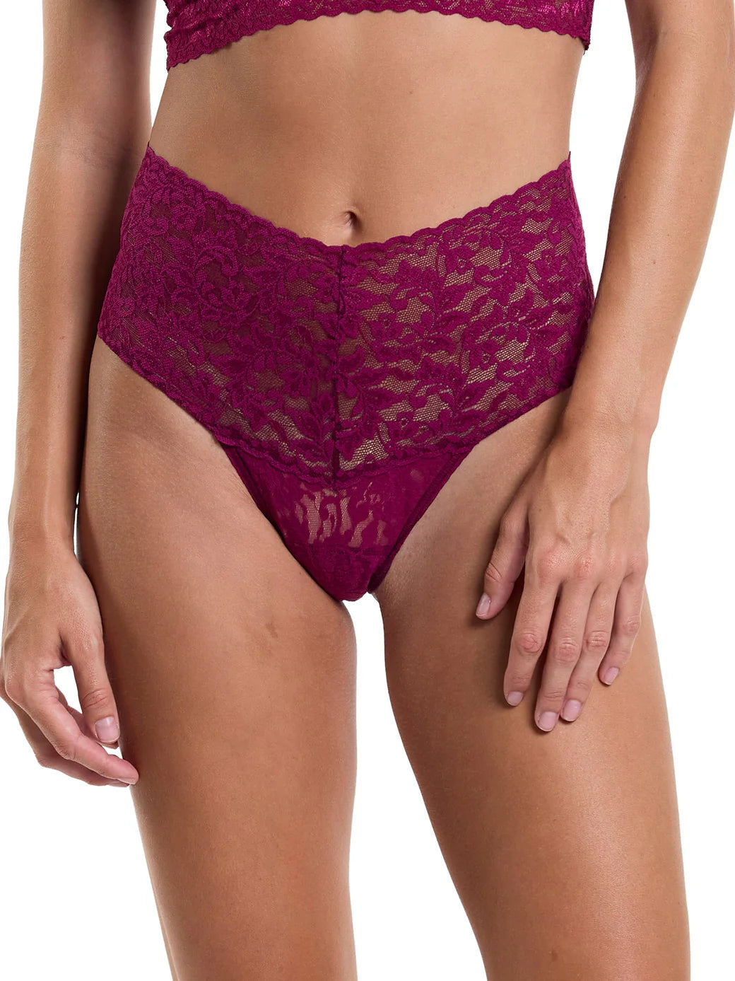 Retro Signature Lace Thong In Sugar Plum - Hanky Panky