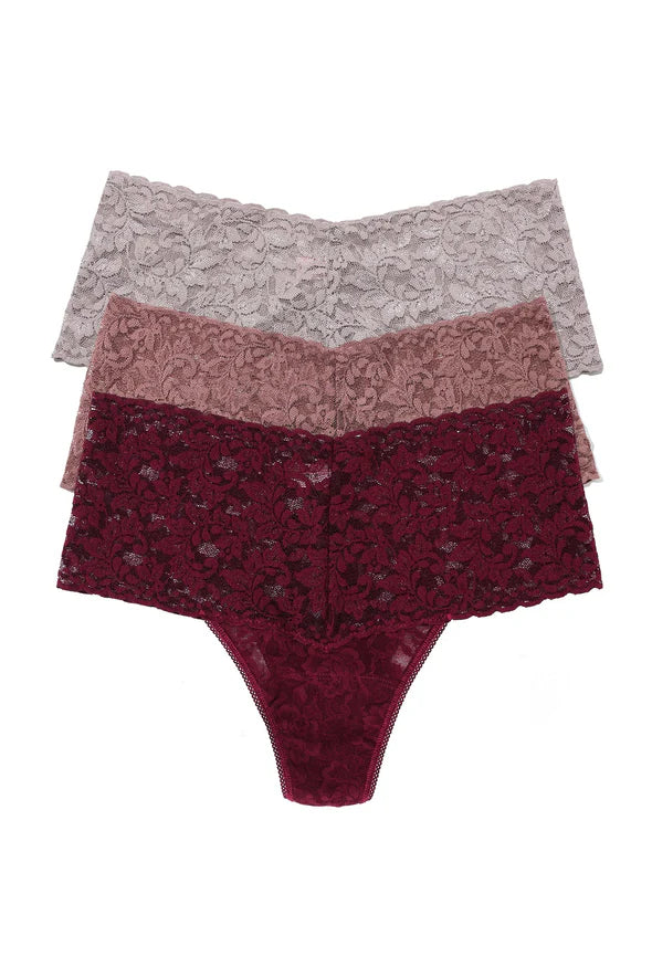 Holiday Cracker 3PK Retro Thong In Dried Cherry, Artichoke Heart & Steel - Hanky Panky