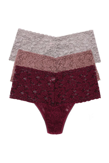 Holiday Cracker 3PK Retro Thong In Dried Cherry, Artichoke Heart & Steel - Hanky Panky