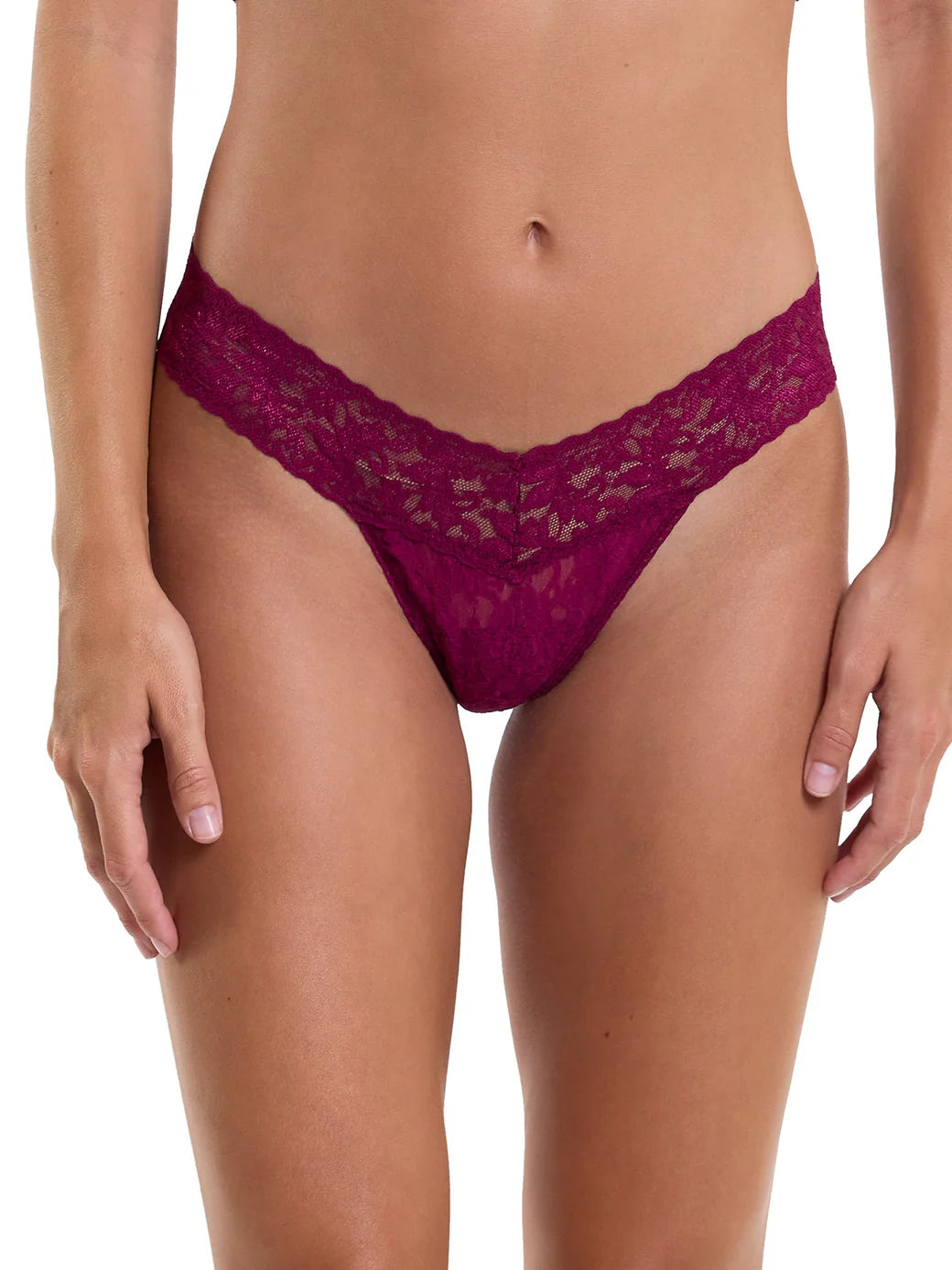 Low Rise Signature Lace Thong In Sugar Plum - Hanky Panky