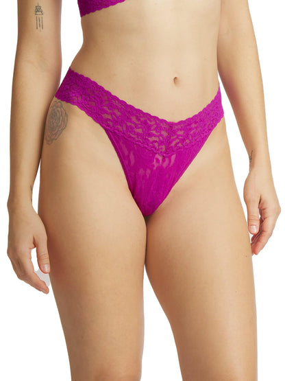 Original Rise Signature Lace Thong In Countess Pink - Hanky Panky